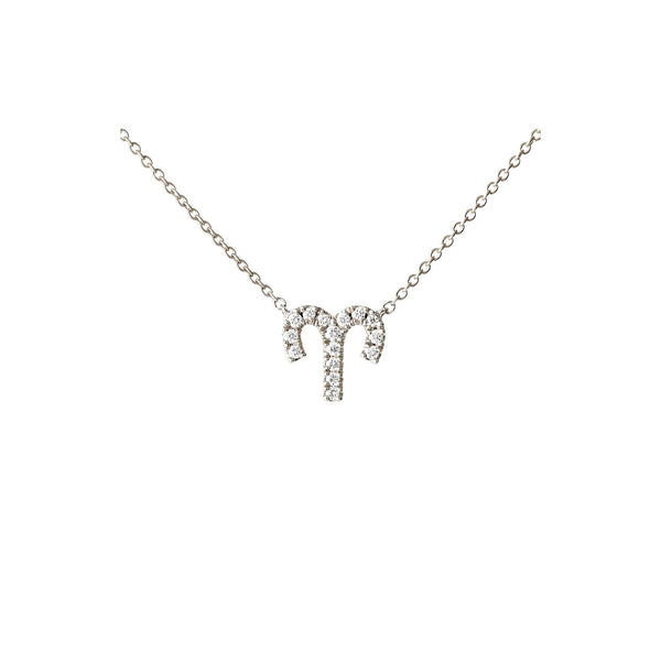 Petit Sign Sternzeichen Widder Halskette aus 18K Weißgold I Diamanten