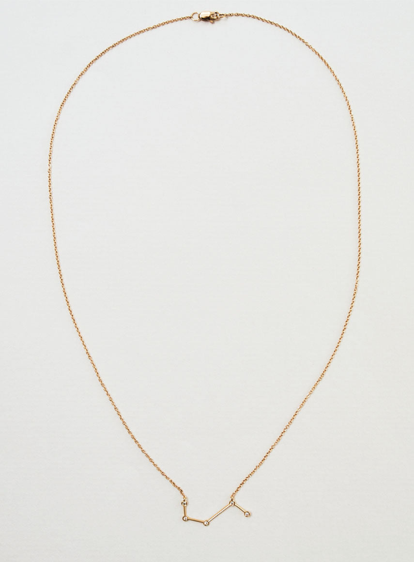 Star Sign Aries 18K Guld Halskæde m. Diamant