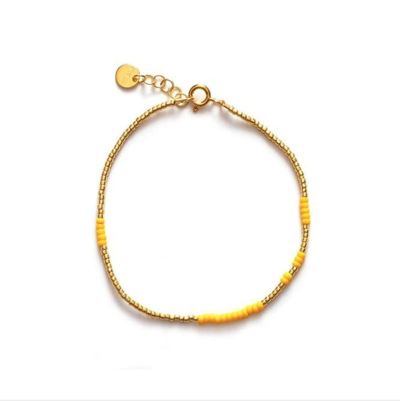 Asym Gold Plated Bracelet w. Banana Yellow Beads