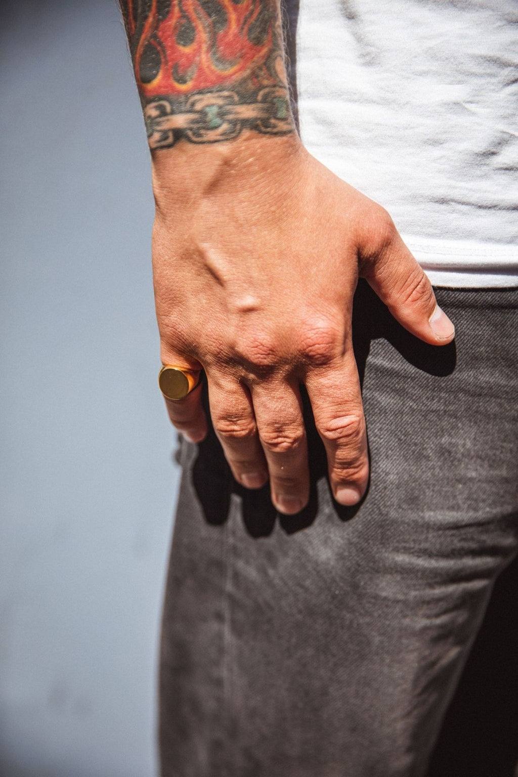 IX Oval Signet Gold Plated Ring