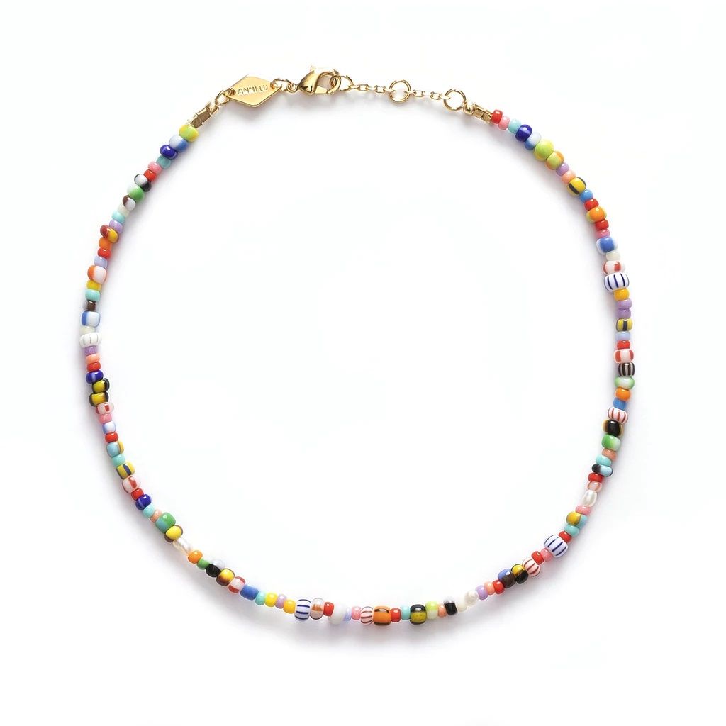 Petit Alaia Gold Plated Anklet w. Mixed coloured Beads