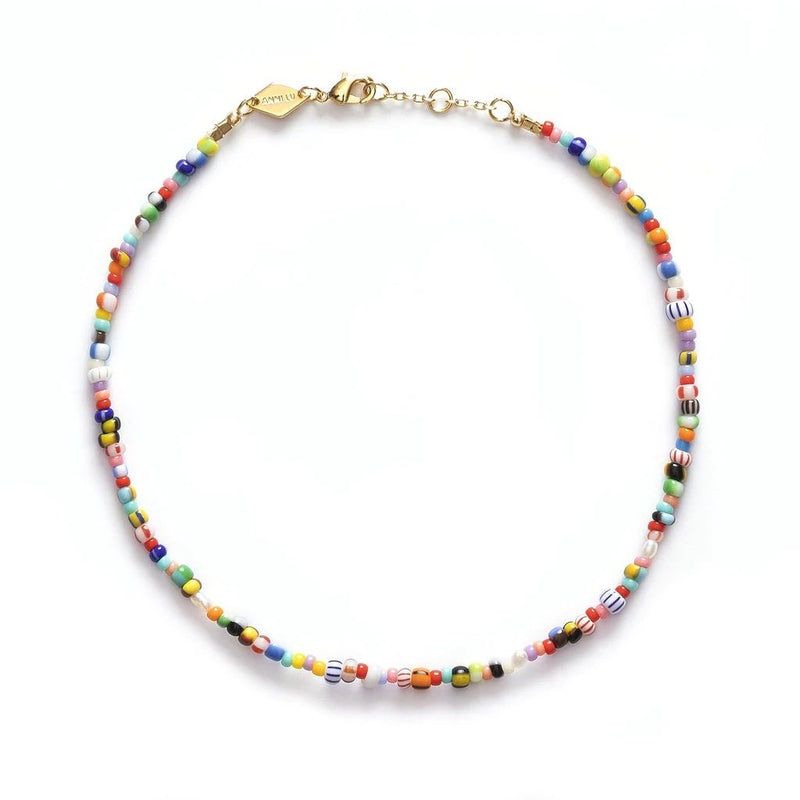 Petit Alaia Gold Plated Anklet w. Mixed coloured Beads