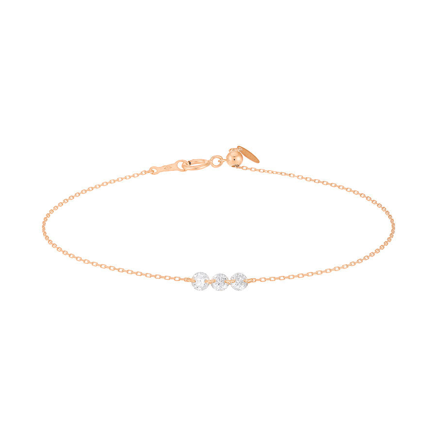 Danaé 18K Gold, Whitegold or Rosegold Bracelet w. 3 Diamonds