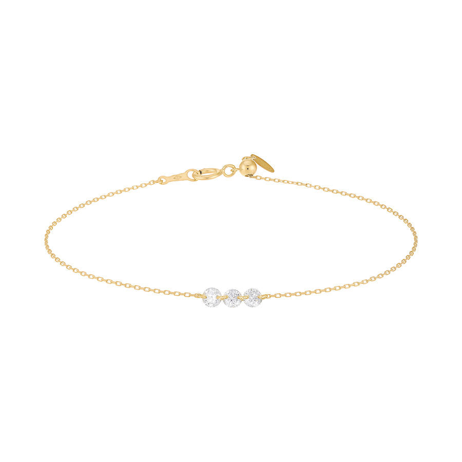 Danaé 18K Gold, Whitegold or Rosegold Bracelet w. 3 Diamonds
