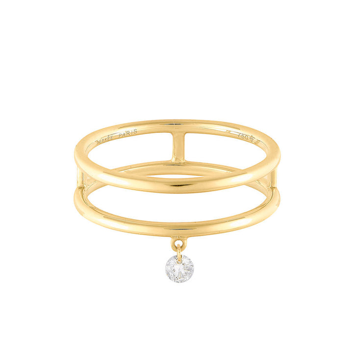 Zeus Double 18K Gold Ring w. Diamond