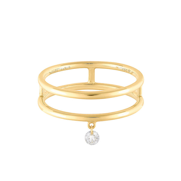 Zeus Dobbelt 18K Guld Ring m. Diamant