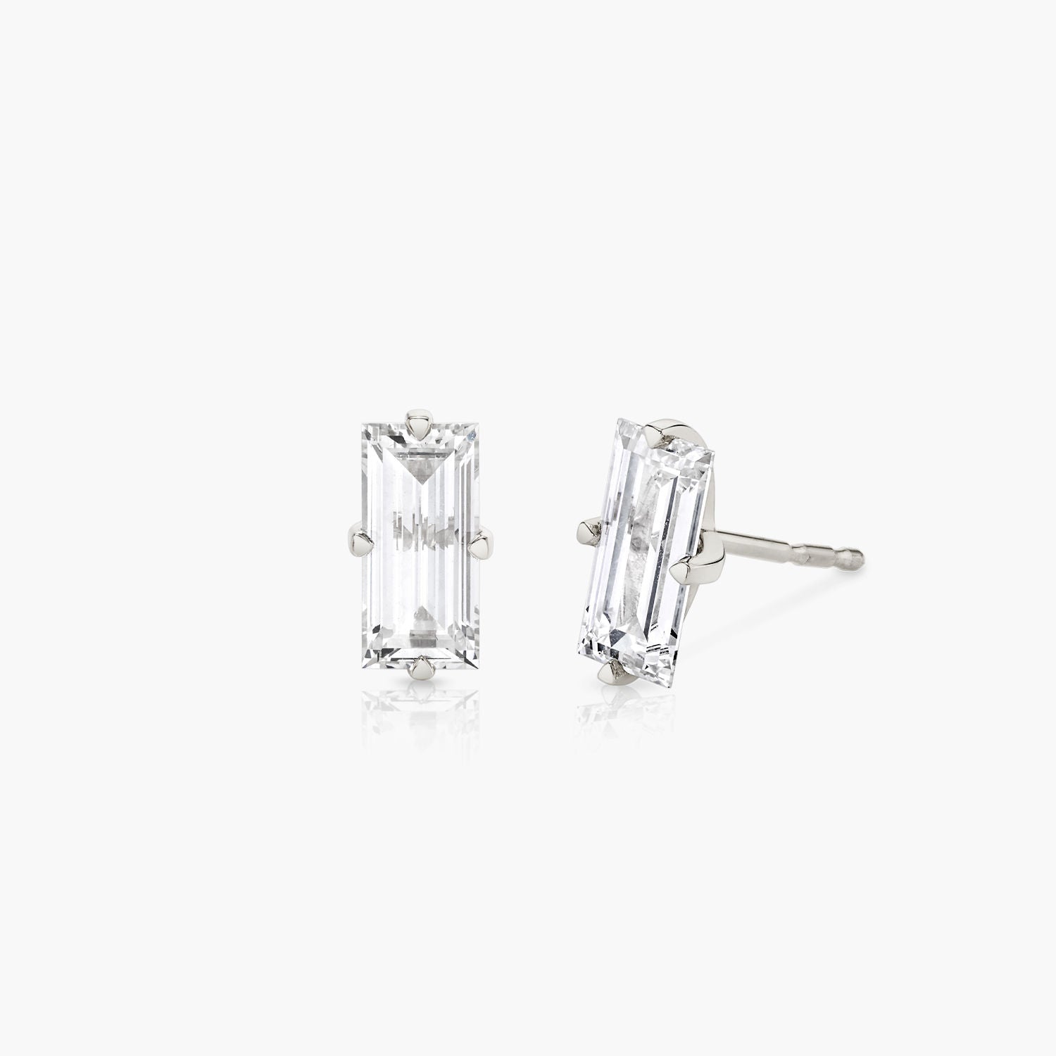 Iconic Baguette 14K Whitegold Studs w. Lab-Grown Diamonds, 0.75 ct.