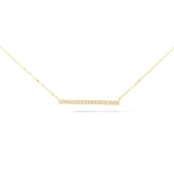 Short Pavé Bar 18K Gold Necklace w. Diamonds