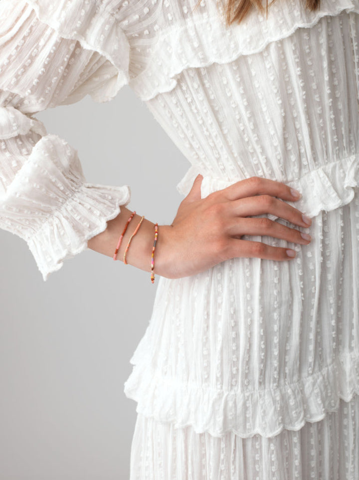 Berry Eldorado Forgyldt Armbånd m. Røde & Lyserød/Rosa Glasperler