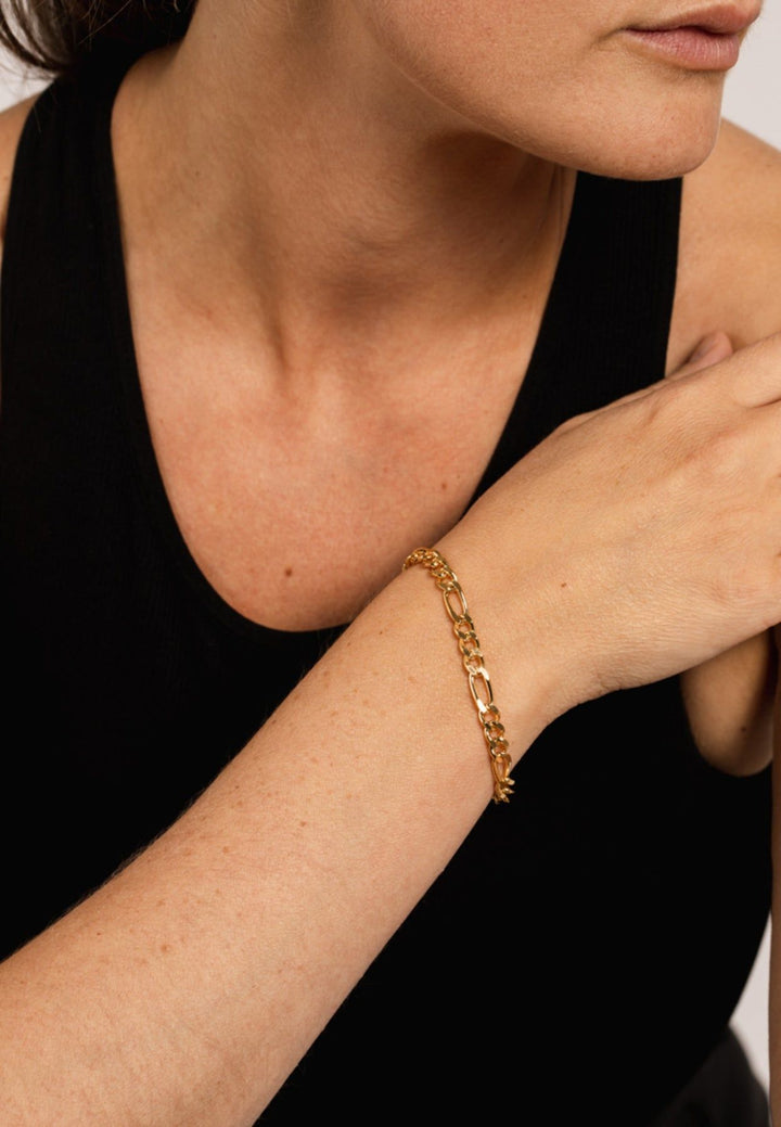 IX Chunky Figaro 22K Gold Plated Bracelet