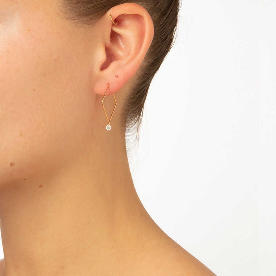 Square 18K Guld, Hvidguld el. Rosaguld Ørering m. Diamant