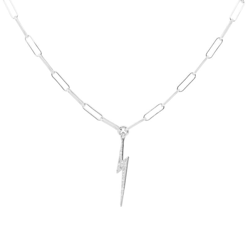 Bolt Silver Necklace w. Brown Diamond