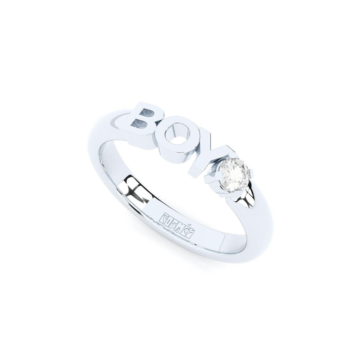 Becoming Boy 14K Whitegold Ring w. Lab-Grown Diamond