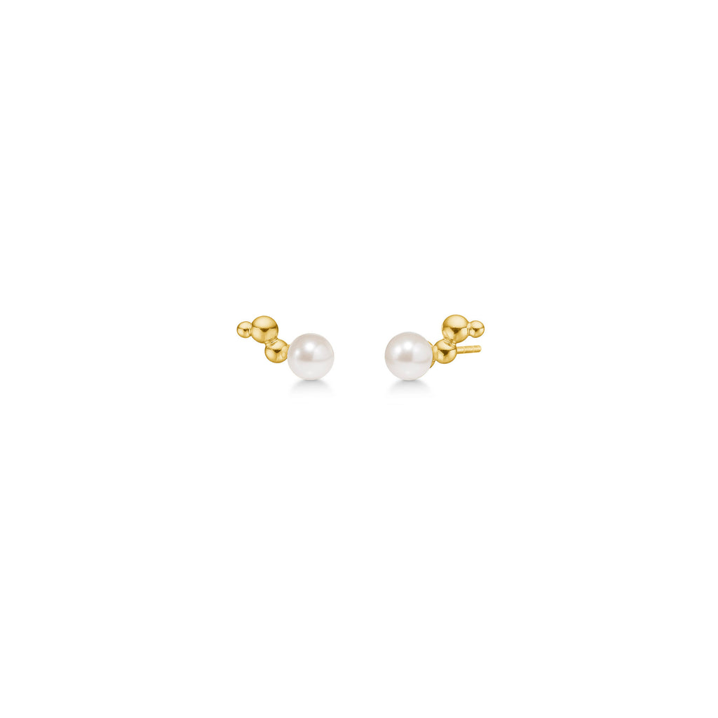 Bubble Gold Plated Stud w. Pearl