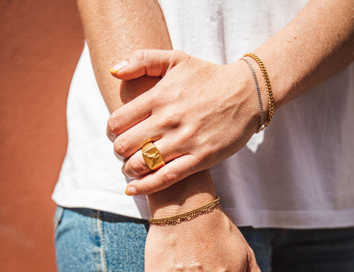 IX Eagle Signet Gold Plated Ring