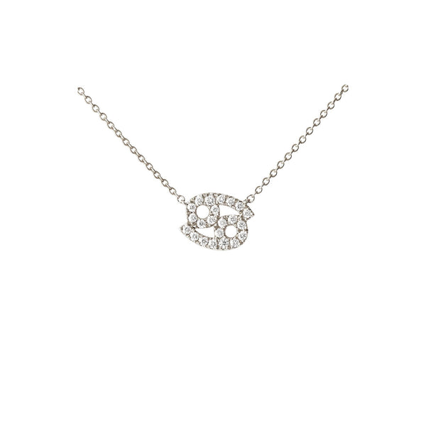 Petit Sign Cancer 18K Whitegold Necklace w. Diamonds