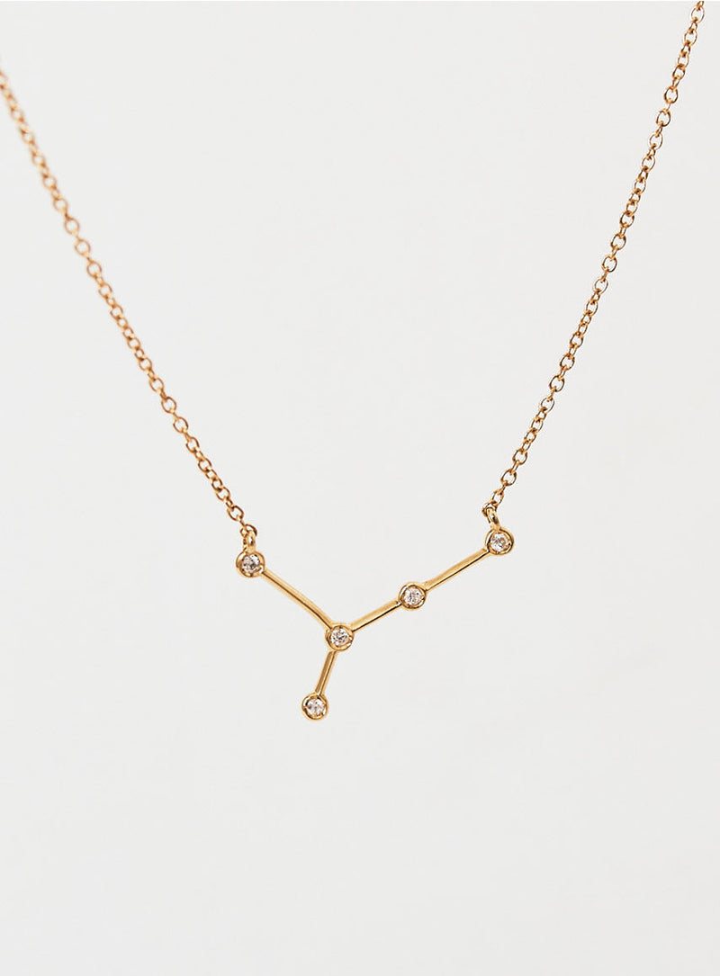 Star Sign Cancer 18K Gold Necklace w. Diamond