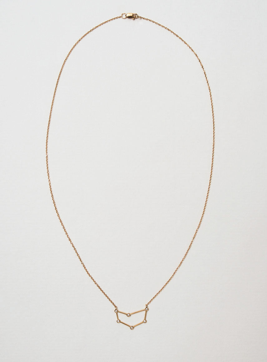 Star Sign Capricorn 18K Gold Necklace w. Diamond