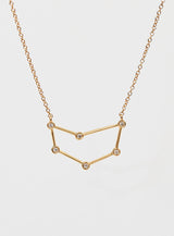 Star Sign Capricorn 18K Gold Necklace w. Diamond