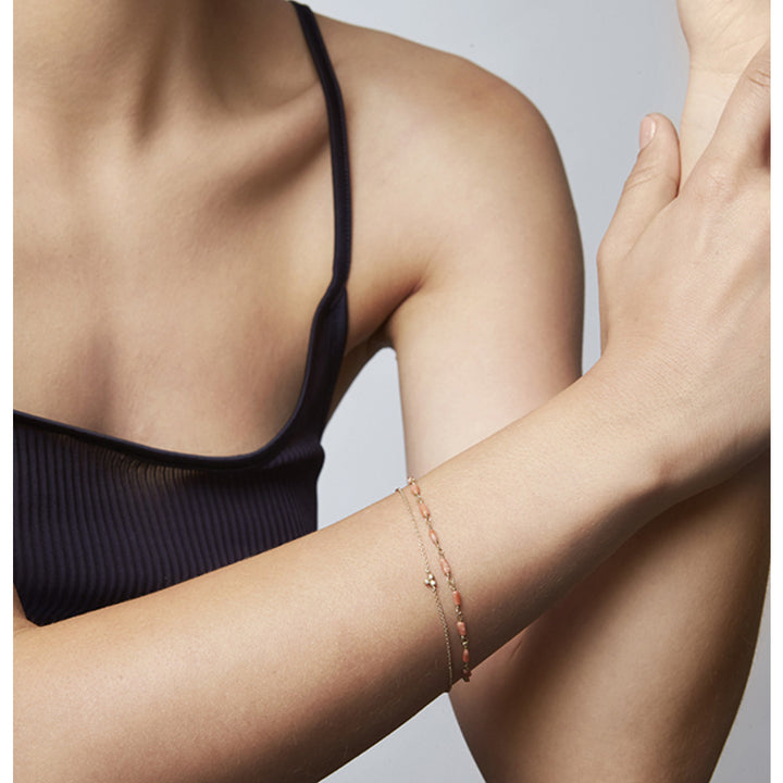 Red 18K Gold Bracelet w. Coral