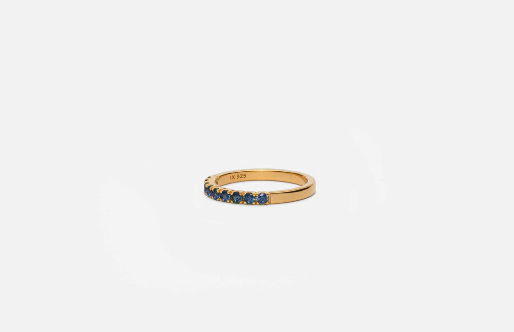 IX Princess Blue Gold Plated Ring