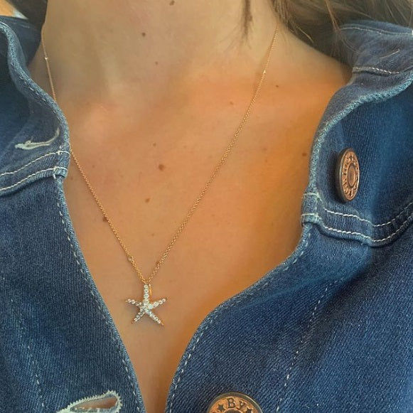 Sea Star Dream Halskette aus 18K Gold, Rosé- oder Weißgold I Diamanten