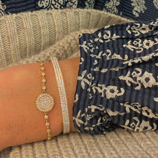 Three Row Parallel 18K Gold, Rosegold or Whitegold Bangle w. Diamonds