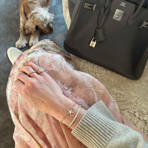 Three Row Parallel 18K Gold, Rosegold or Whitegold Bangle w. Diamonds