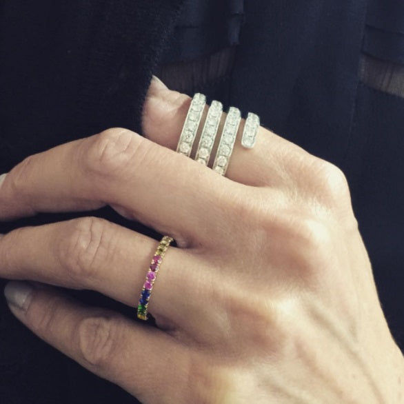 Flower Rainbow 18K Gold, Rosegold or Whitegold Ring w. Diamonds