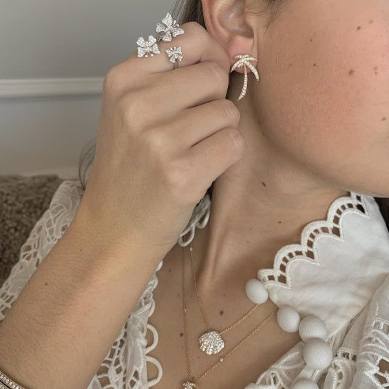 Palm Dream 18K Gold, Rosegold or Whitegold Studs w. Diamonds