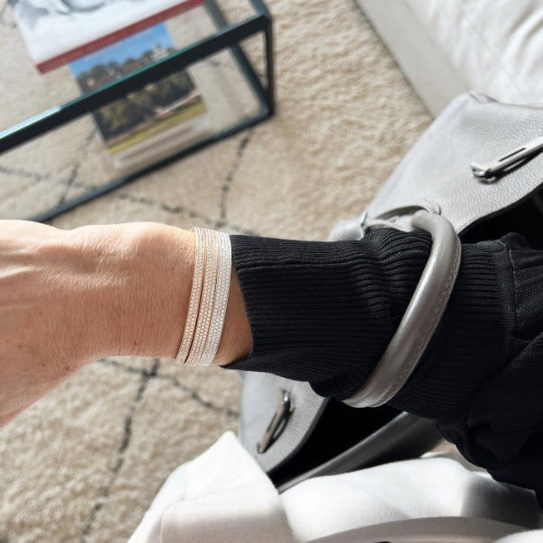 Two Row Parallel 18K Gold, Rosegold or Whitegold Bangle w. Diamonds