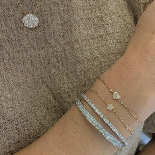 Small Star 18K Gold, Rosegold or Whitegold Bracelet w. Diamonds