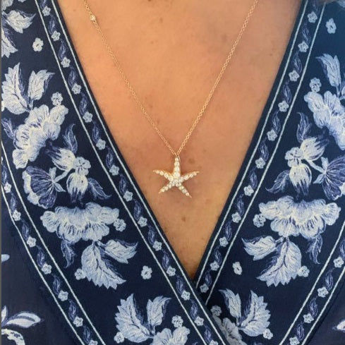 Seastar Dream 18K Guld, Rosaguld eller Hvidguld Halskæde m. Diamanter