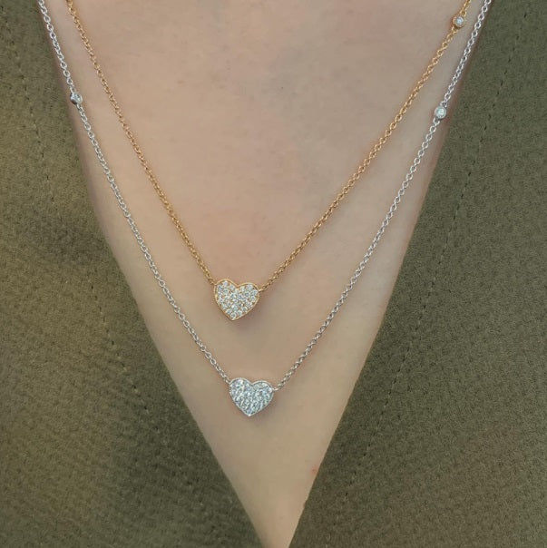 Heart 18K Gold, Rosegold or Whitegold Necklace w. Diamonds