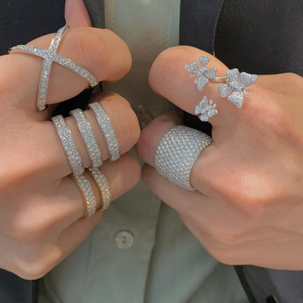 Pavé XL Goldring aus 18K, Rosegold- oder Weißgold I Diamanten