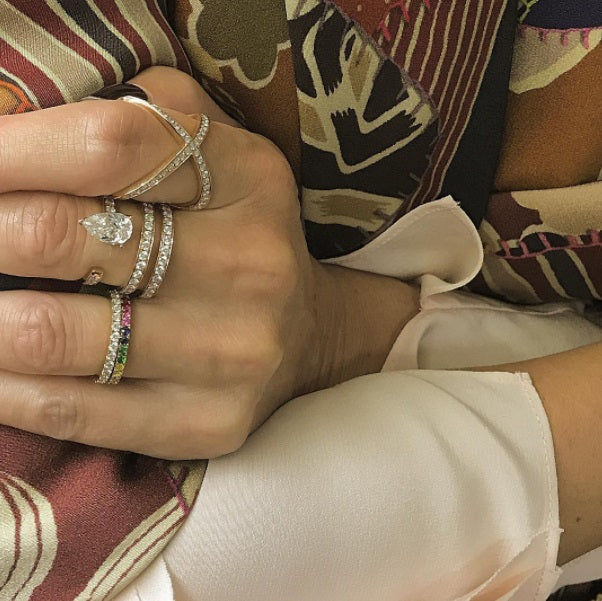 Symmetry Large 18K Gold, Rosegold or Whitegold Ring w. Diamonds