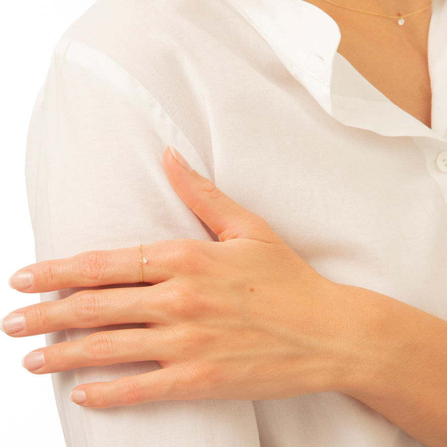 Danaé Chainette 18K Gold or Whitegold Ring w. Diamond