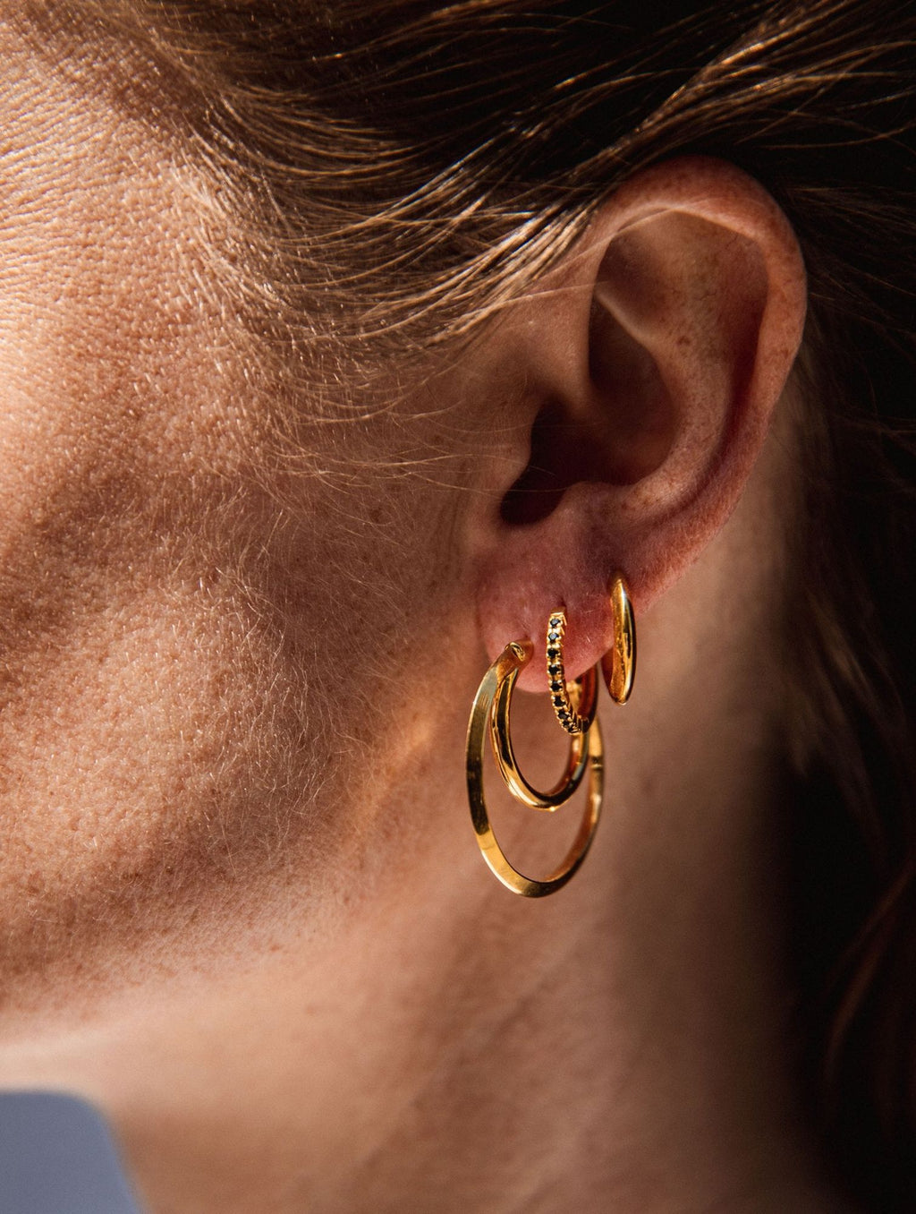 IX Eternity Black Gold Plated Hoops