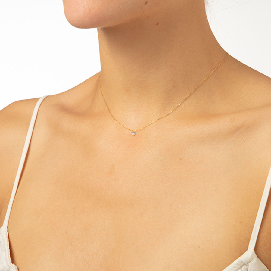 Danaé 18K Gold Necklace w. Diamond, 0.15 ct