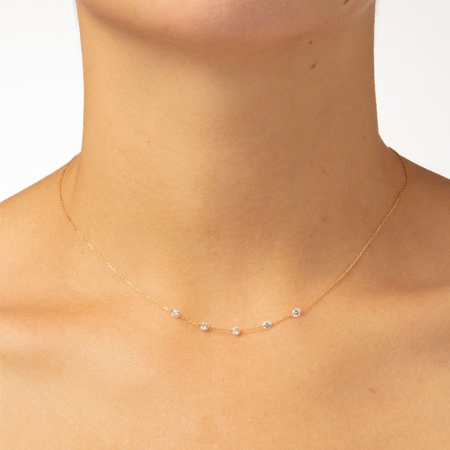 Danaé Encrusted 18K Guld Halskæde m. Diamanter