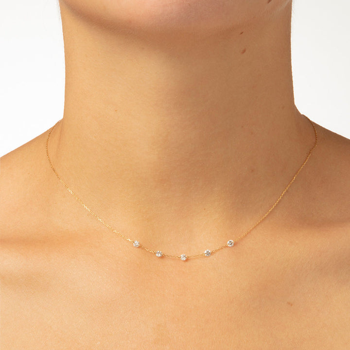 Danaé Encrusted 18K Gold Necklace w. Diamonds