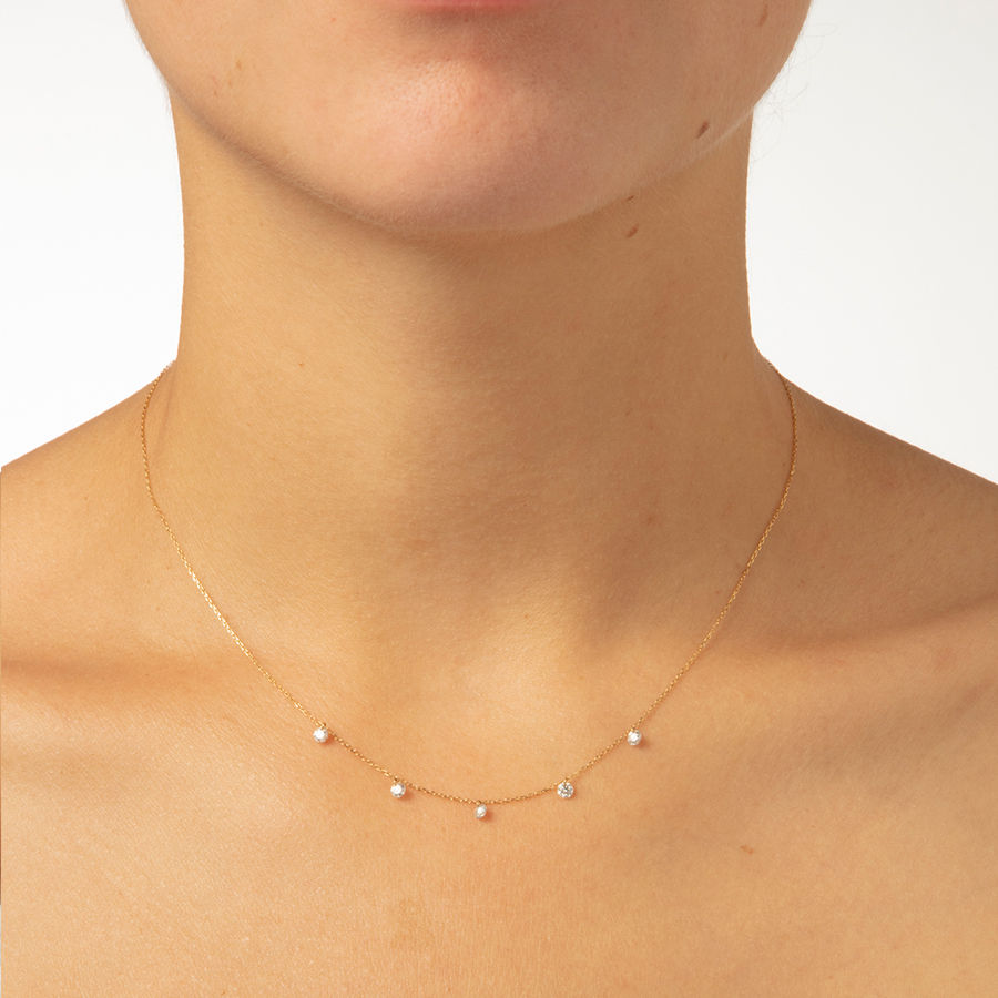 Danaé 18K Gold, Whitegold or Rosegold Necklace w. Diamonds, 0.45 ct