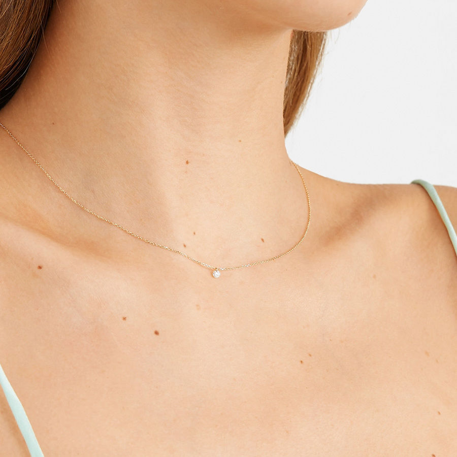 Danaé 18K Gold Necklace w. Diamond, 0.08 ct