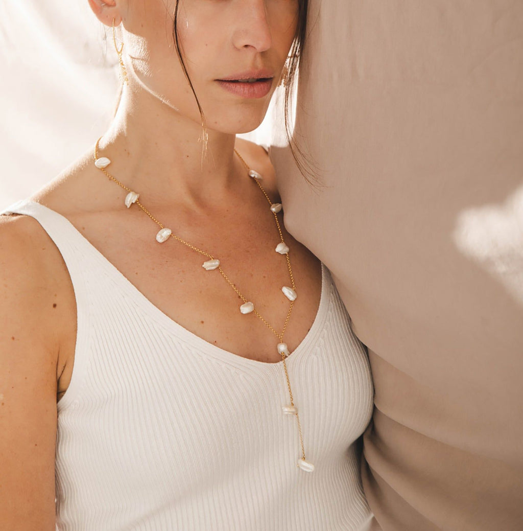 Mara 18K Gold Plated Necklace w. Pearls