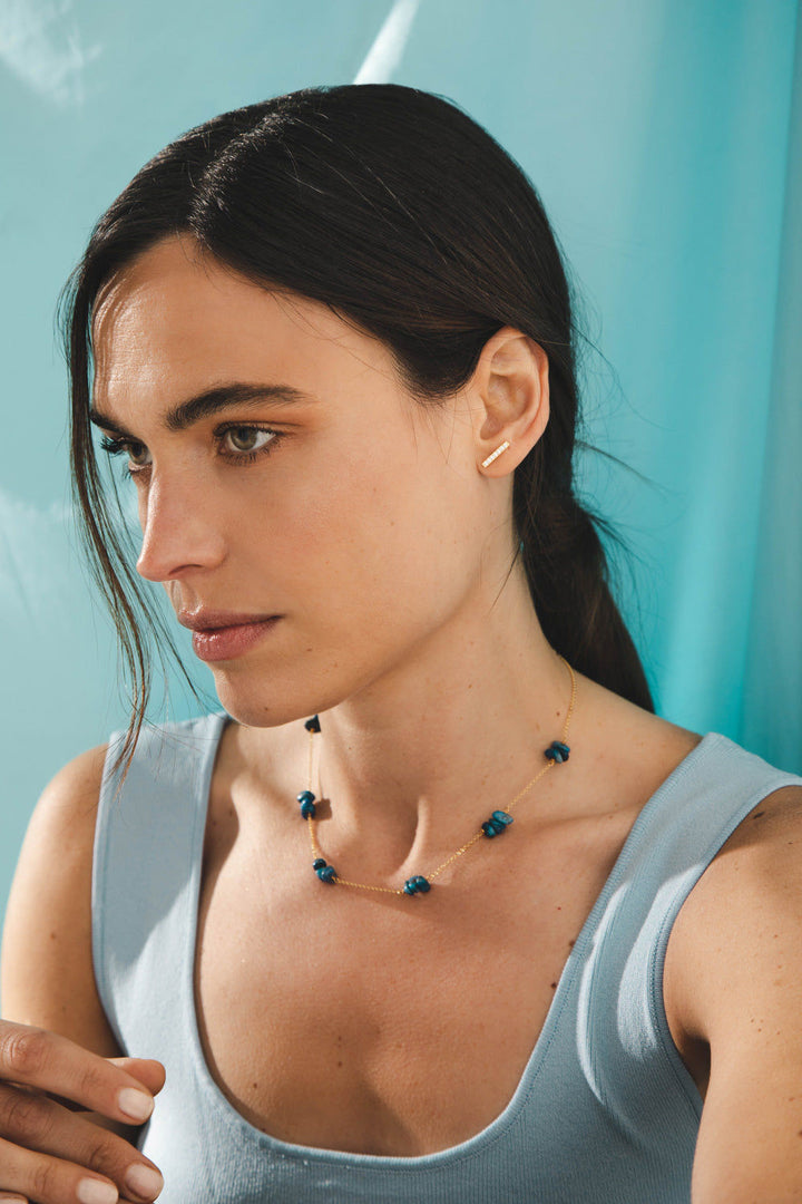 Fiji Lapis Lazuli 18K Gold Plated Necklace w. Lapis