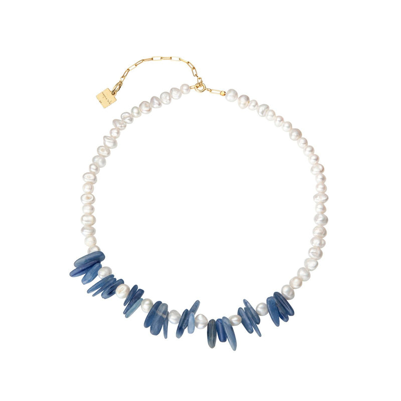 Noa 18K Gold Plated Necklace w. Pearls & Kyanite