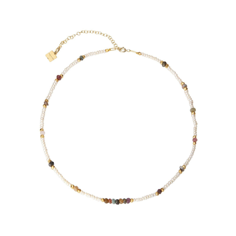 Collar Cassundra Halskette 18K vergoldet I Perlen & Turmalin