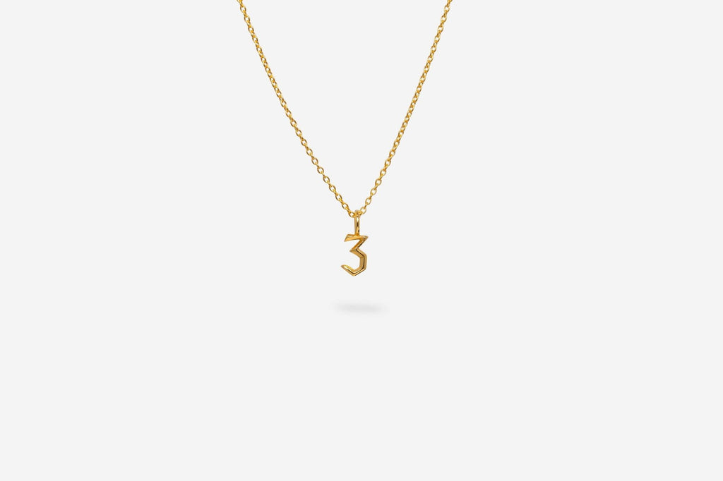 IX Lucky Number 3 Gold Plated Pendant