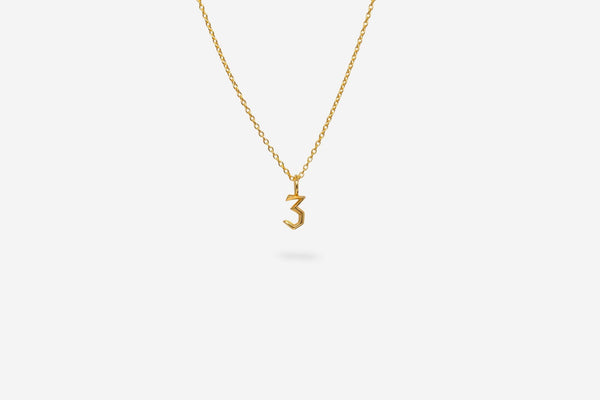 IX Lucky Number 3 Gold Plated  Pendant