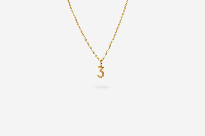 IX Lucky Number 3 Gold Plated Pendant
